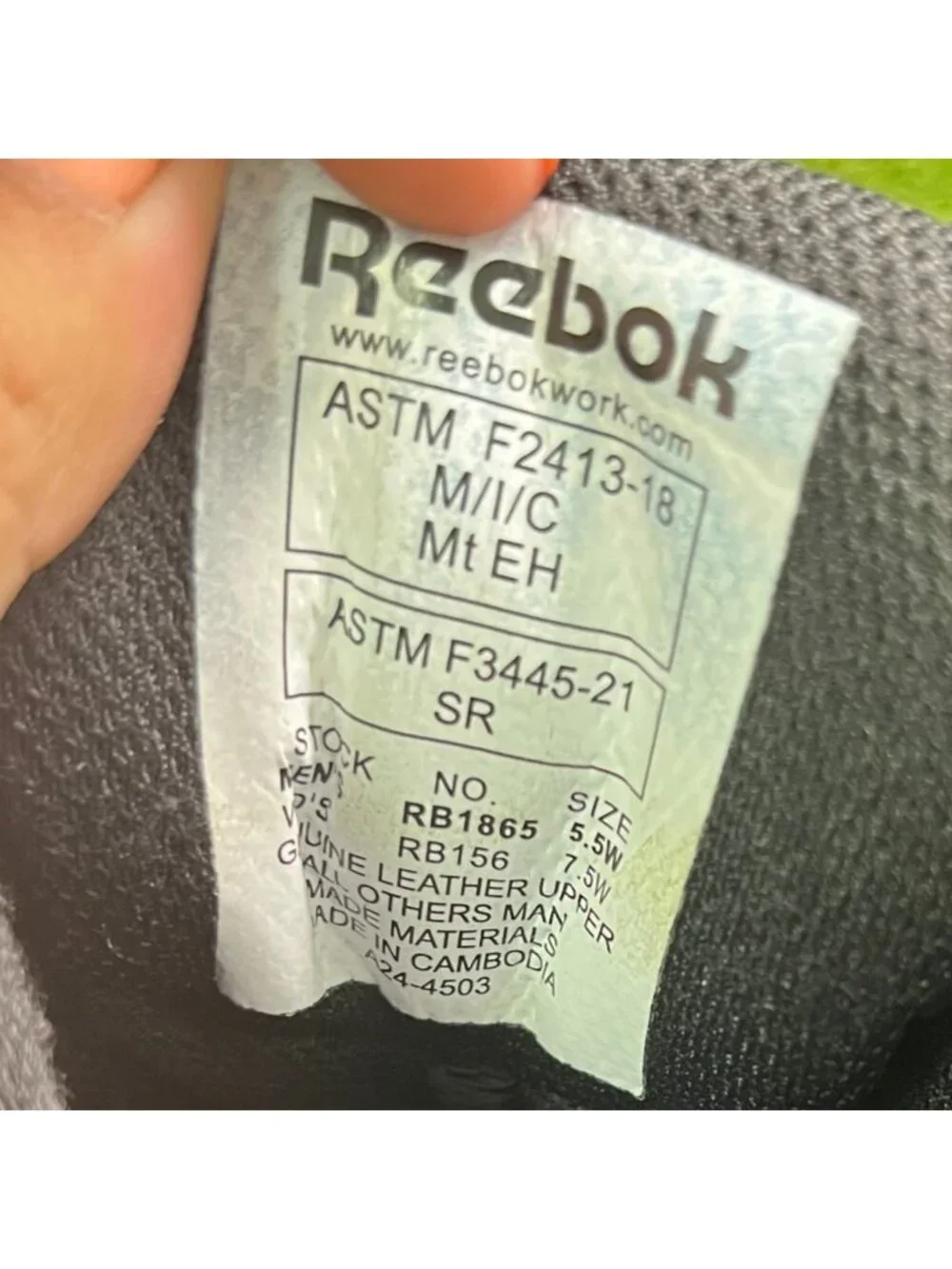 Reebok Centose Womens Size 7.5W Black Leather Composite Toe Safety Work Shoes
